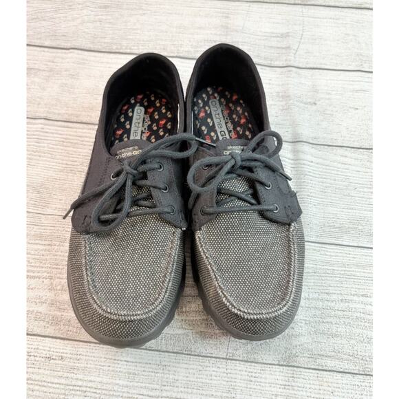 SKECHERS Women’s On the Go Canvas Boat Shoes Black Gold Shimmer Size 10 - Picture 5 of 10